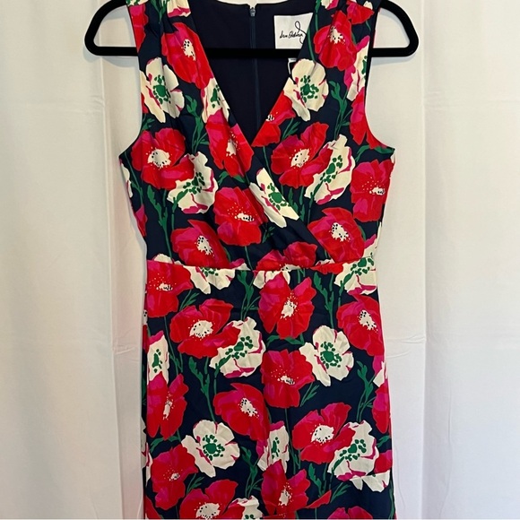 Sam Edelman Women's Poppy Floral V-Neck Poly A-Line Dress Coral Sz 2 NWT - Picture 8 of 10